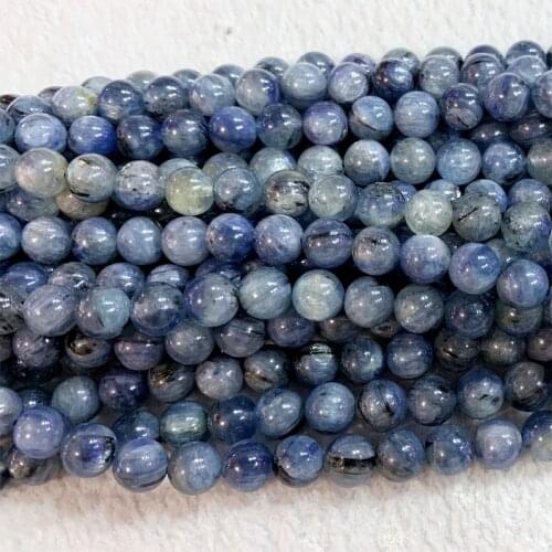 15" Natural Genuine Blue Kyanite Round Loose Jewelry Necklaces Bracelets Gemstones Beads 06459