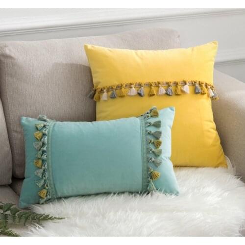 Yellow Velvet Cushion Cover 30x50 Decorative Pillow Case For Living room Sofa Home Decor Pillow Cover Decorative PillowCase