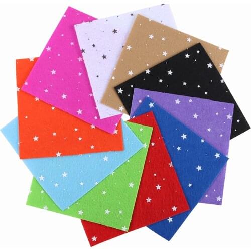 Nanchuang 1mm Thickness Stars Printed Non Woven Felt Fabric For DIY Handmade Sewing Doll&Crafts Material 10Pcs/Pack 15x15cm