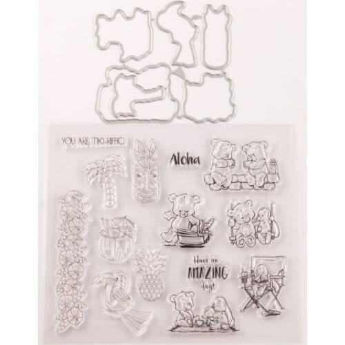 New 2020 Metal Cutting Dies and Scrapbooking For Paper Making Bear Bunny Parrot Pineapple Embossing Frame Card Craft Clear Stamp