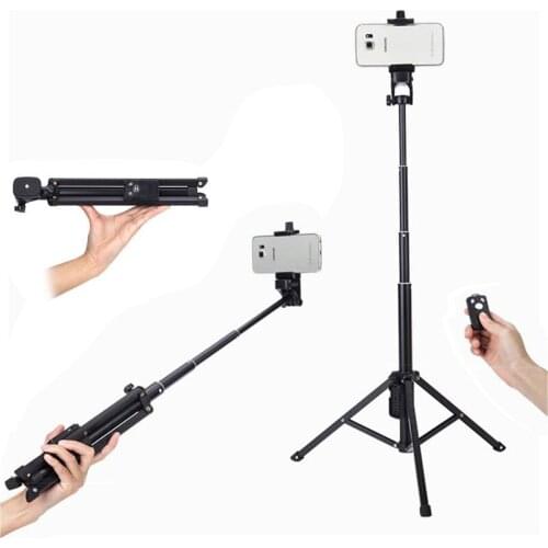 New 3 in 1 Aluminum Multi-function Bluetooth Selfie Stick With Tripod 31-134cm Extendable Monopod for DSLR Gopro hero Cellphones