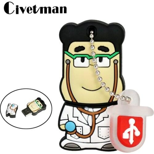 New Cartoon Doctors Memory Stick 8GB 16GB 32GB 64GB Lovely Medical Pendrive Cartoon 128GB USB Flash Drive 256GB Doctor Pendrive