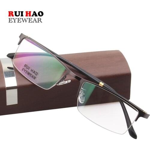 Unisex Rectangle Eyeglasses Frame Business Leisure Glasses Frame Half Rimless Optical Spectacles Rui Hao Eyewear 928