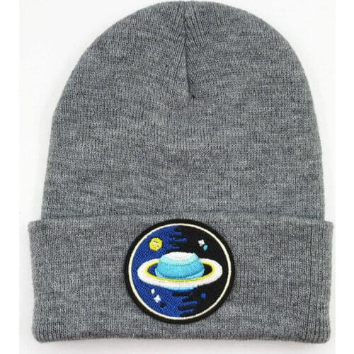 Blue star embroidery Thicken knitted hat winter warm hat Skullies cap beanie hat for kid men women 80