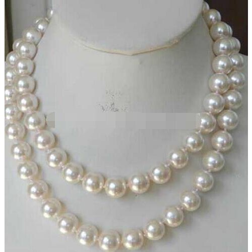 Selling Jewelry>>>Super Long 12mm White Sea Shell Pearl Necklace Beads Jewelry Making Natural Stone Rope Chain 48inch