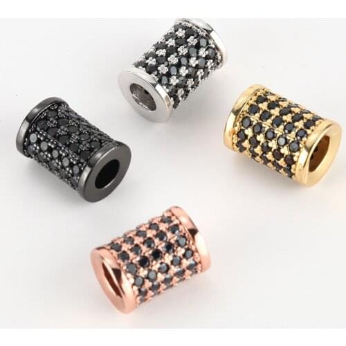 Spacer Beads for Jewelry Making Supplies Gold Tube Cylinder Needlework Beads Diy BraceletCopper Zircon Wholesale Lots Bulk