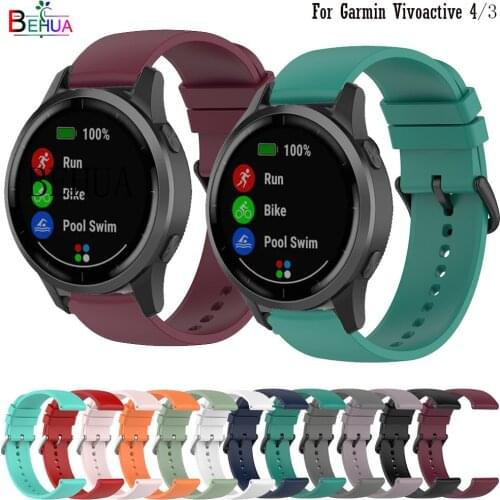 22mm 20mm WatchBand Strap For Garmin Vivoactive 4 3 3 music Forerunner 645 245 245M 745 Silicone Wristbands Bracelet ремешок new