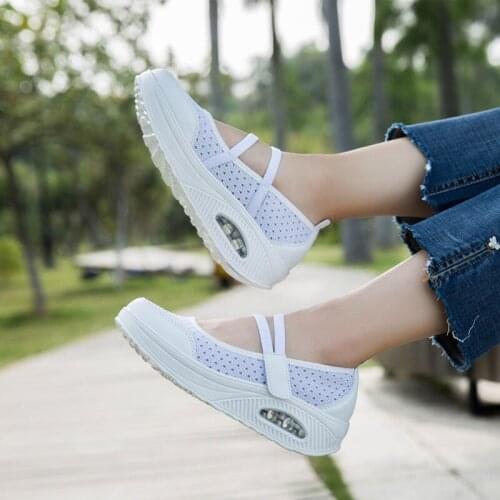 Women Sandals 2021 New Mesh Breathable Comfortable Female Platform Wedges Shoes Solid Hook Loop Women Shoes Fashion Footwear