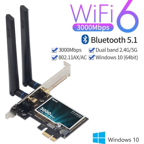 3000Mbps Wifi 6 Wireless Intel AX200 Desktop PCIe Wifi Adapter Bluetooth 5.1 802.11ax Dual Band 2.4G/5G PCI Express Network Card