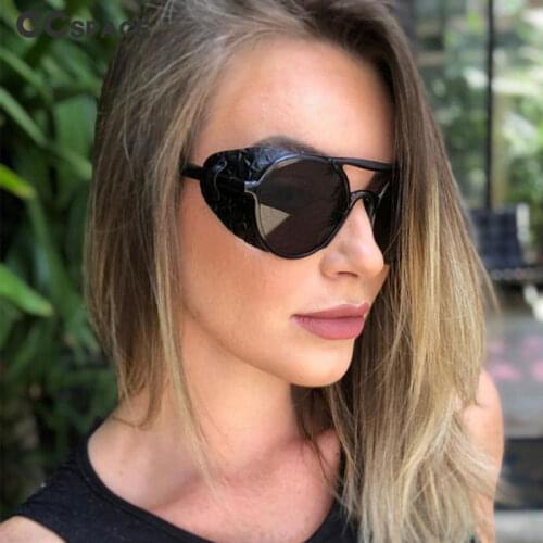 45703 Retro Steampunk Sunglasses Men Women 2019 Goggle Sun Glasses Vintage Eyewear