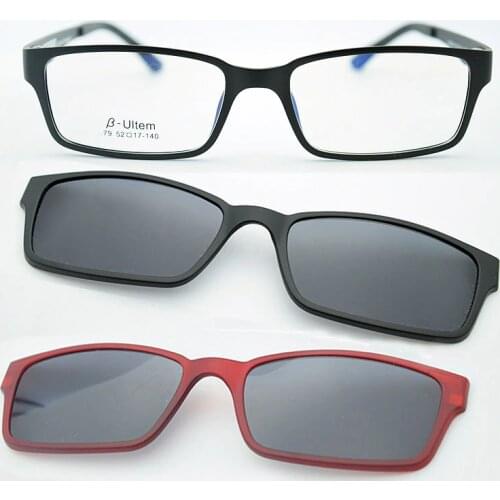 B-Ultem Ultra-lighBt Tungsten Titanium eyeglass Frame 3D Magnet Clips on Sunglasses Myopia Functional Glasses Polarized JKK 79