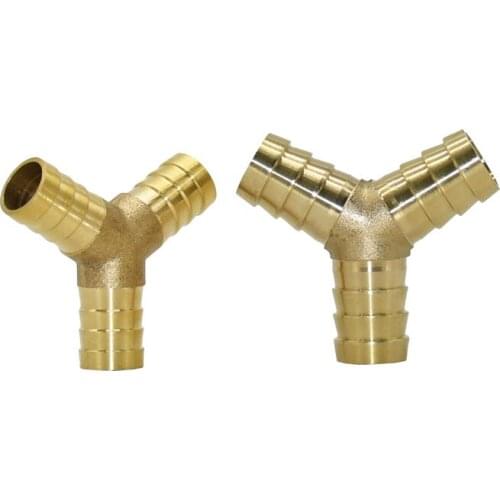 Y type 14mm 16mm Tee Barb Connector Brass 3-way Water Splitter Air pipe gas pipe Quick Coupling Pipe Fittings 1Pcs