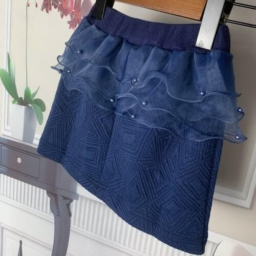 3 4 5 6 7 Years Toddler Girls Skirts Korean Fashion Ruffled Mesh Splicing Princess Skirt for School 2020 Autumn New Arrival