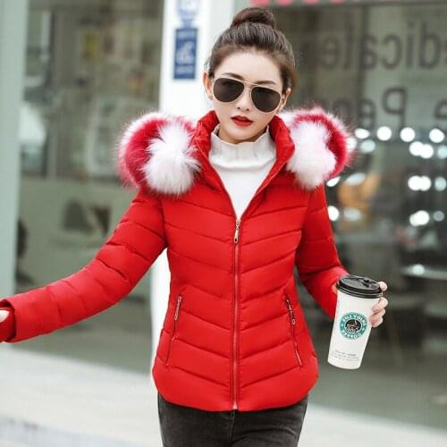 2021 Winter Women Coat Pocket Space Cotton Zipper Fur Collar Hooded Jackets Long Sleeve Warm Top Parka Female Portable Outwear