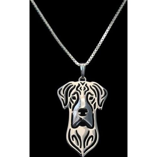 Gold & silver 1pcs Natural Eared Great Dane Necklace 3D Cut Out Puppy Dog Love Pendant Memorial Necklaces Pendants Christma Gift