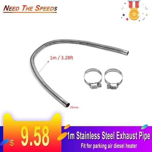 1m Stainless Steel Exhaust Pipe Parking Air Heater Tank Diesel Gas Vent Hose Car Styling Part Auto Accessoriess