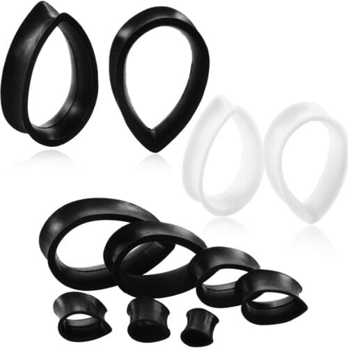 1Pair Tear Drop Flexible Silicone Ear Plugs and Tunnels Ear Piercings Earlets Screwed Earring Expander Ear Gauges Body Jewelry