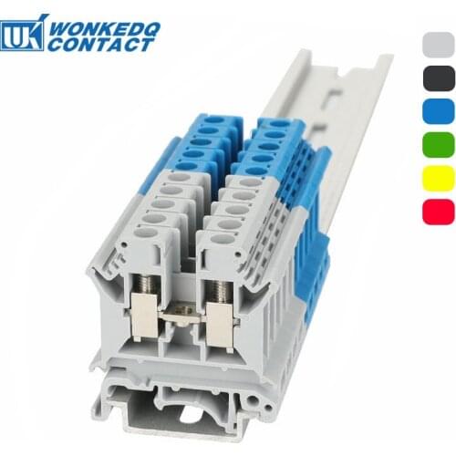 10Pcs UK-6N Din Rail Terminal Blocks Universal Class Connector Screw Terminal UK6N wire connector