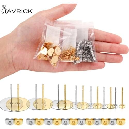 100Pcs DIY Stainless Steel Flat Pads Stud Earring Posts and Backs Jewelry Making U90F