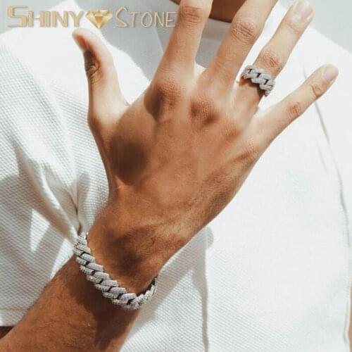 12mm Miami Prong Cuban Chain Link Gold Color bracelet 2Row Full Hip Hop Iced Out Chian Link Bracelets Mens Chains Christmas Gift