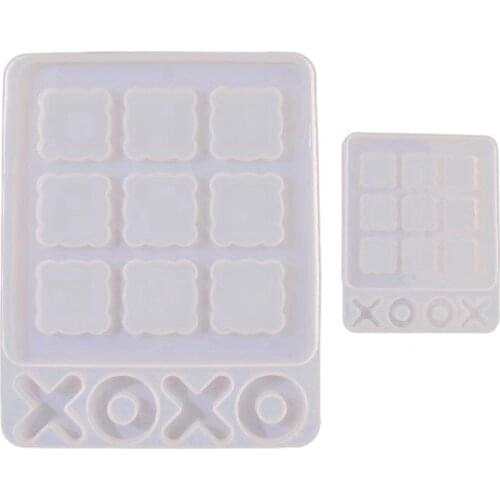 2 Pcs DIY XO Chess Game Classic Silikon Form Molde Resina Epoxi Tic Tac Toe Board Mould Resin Mold Silicone for Kids