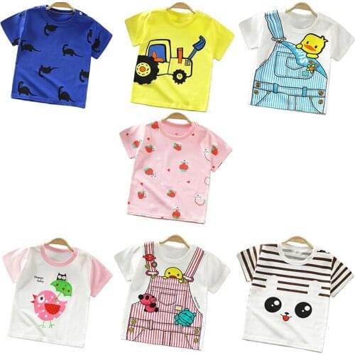 2021 Kids Boy T-shirt Girl Cartoon Tops Cute Baby Cotton Tees Summer Clothes Toddler Fashion T Shirts Children Top Costume