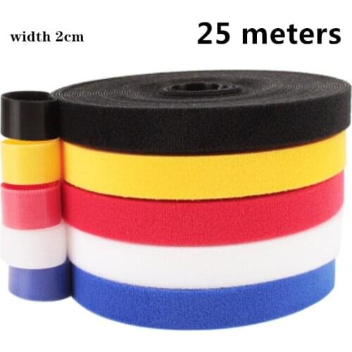 25 meters / roll of magic tape nylon cable ties width 2 cm cable management cable ties 6 colors to choose for DIY