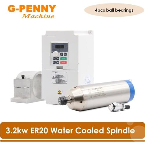 3.2kw ER20 Water cooled spindle updated water cooling spindle for CNC Router engraving & 4.0kw QL Inverter & 100mm Bracket