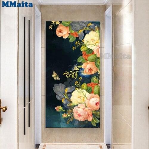 3D picture of rhinestones mosaic European retro rose butterfly full embroidery paint with mosaic diamonds painting decor GG5552