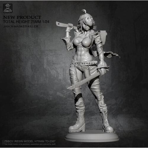 75mm Resin model kits Mask beauty self-assembled TD-2340