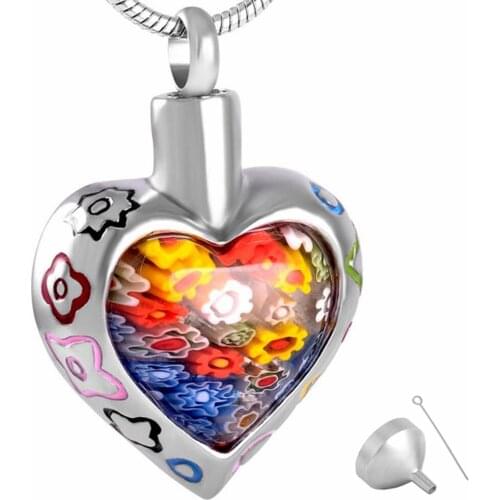 Heart Cremation Jewelry Keepsake Urn Necklace for Ashes Stainless Steel Glass Heart Locket Pendant Necklace
