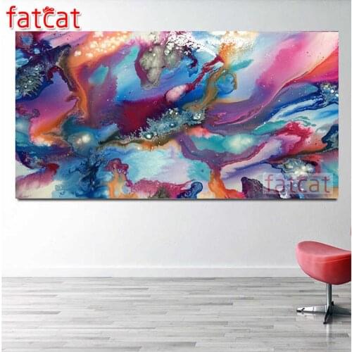 FATCAT Large Size Diy Diamond Painting Abstract color art Full square round drill 5d Diamond Embroidery Mosaic landscape AE1917