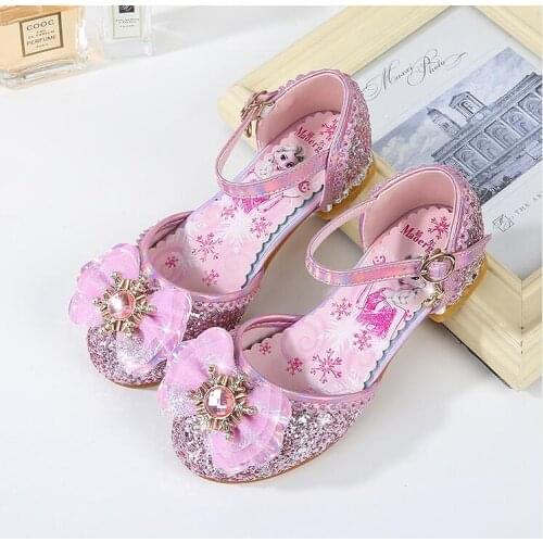 Disney Girls Sandals Summer Children Cartoon Princess Shoes Little Girls Crystal Sandal Frozen elsa Princess Shoes