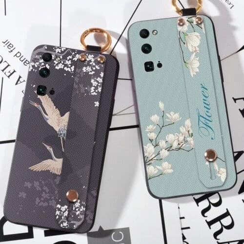 Phone Holder Case For Huawei Honor X10 Max 30 Lite Coque TPU Cover Crane Flower For Huawei Honor Play 3E 4T Pro