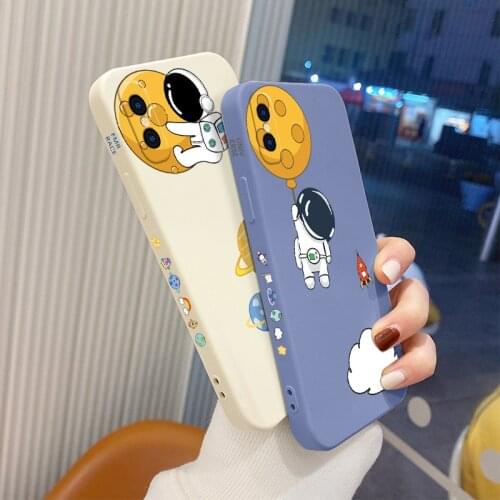 Flying Star Astronaut Phone Case For iPhone X XS XR XSMAX Liquid Silicone Cover
