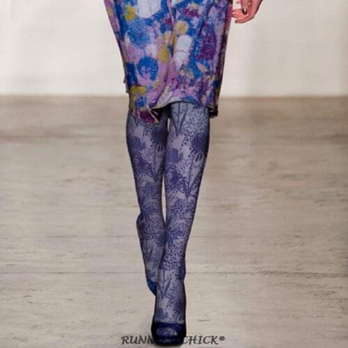 Elegant Purple Printed Pantyhose 140d Thickness Autumn And Winter Women Fashion Socks