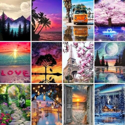 GATYZTORY Full Square/Round Diamond Painting Scenery Diamond Embroidery Landscape Cross Stitch Home Decor Craft Kit