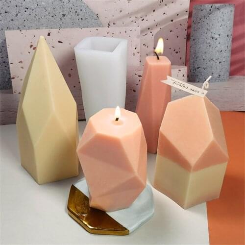Geometric Mirror Gems Shape Candle Silicone Mold Diy Aromatherapy Epoxy Resin Mold Candle Soap Making Home Decor Ornaments