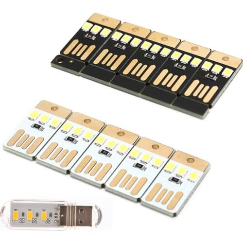 One / 5pcs Mini Pocket Card USB Power LED Keychain Night Light 0.2W USB LED Bulb Book Light For Laptop PC Powerbank Night Lamp
