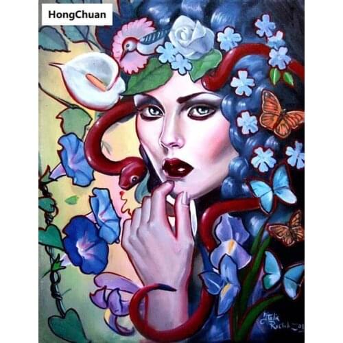 Snake Beauty 5D DIY Round/Square Diamond Painting Embroidery Mosaic Cross Stitch Home Decoration Christmas New Year Gift