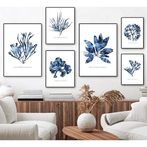 Coral Seaweed Algae Leaves Marine Plants Wall Art Canvas Painting Nordic Posters And Prints Wall Pictures For Living Room Decor