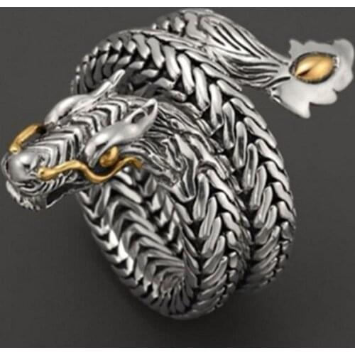 Creative Vintage 3D Stereo Domineering Dragon Ring for Men Wedding Party Steampunk Jewelry Accessories