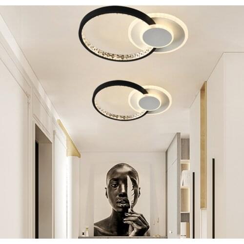 Nordic New Creative Round Aisle LED Ceiling Light Simple Modern Star Crystal Balcony Ceiling Light for Master Bedroom Entrance