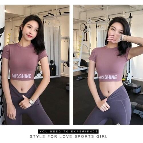 Yoga Crop Top Sports Womens Top Elastic Yoga Short Sleeve T-shirt Summer Clothes New Top Deportivo Mujer Camisetas