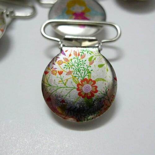 25pcs 1'' 25mm Custom Logo Flower Round Suspender Clips
