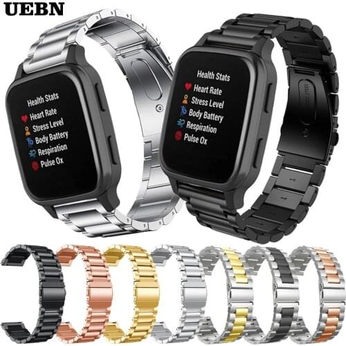 UEBN Metal Stainless Steel Band for Garmin Venu Sq Strap for Vivoactive 3/3M Vivomove HR Forerunner645 Bracelet Watchbands
