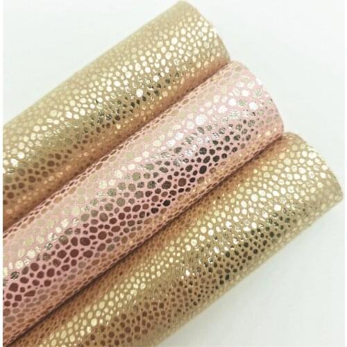 Metallic Pink Gold Dots Iridescent Synthetic Leather Fabric Vinyl Soft Leather for Bows Earrings Bags DIY21X29CM R294B