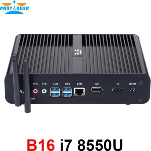 8th Gen Mini PC Intel Core i7 8550U Quad Core 4.0GHz 8MB Cache Fanless Mini Computer Win 10 4K HTPC Intel UHD Graphics 620 Wifi