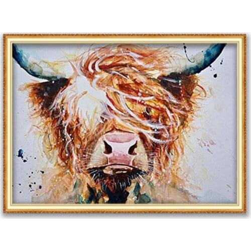 Animal Cow DIY Embroidery 11CT Cross Stitch Kits Needlework Craft Set Cotton Thread Printed Canvas Home Decoration On Sale Room