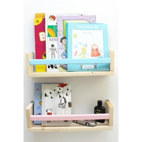 2'li Pink Blue Montessori Wall Rack Bookshelf Baby Kids Room Decor Regulator